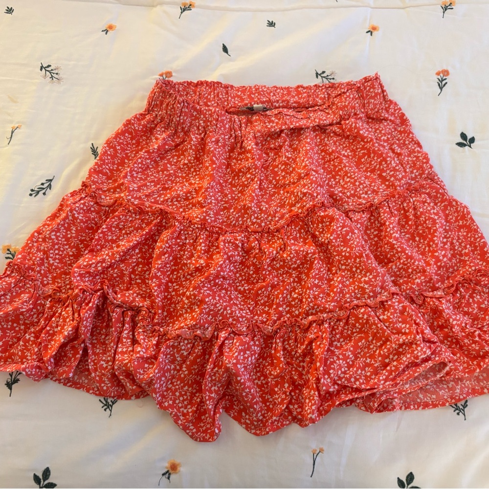 Anne Carson Red Floral Skirt